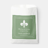 Moss Green Fleur de Lis Wedding Favor Bags Bedankzakje (Voorkant)