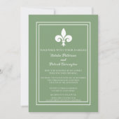 Moss Green Fleur de Lis Wedding Invitation Kaart (Voorkant)