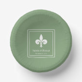 Moss Green Fleur de Lis Wedding Paper Bowls Papieren Kommen (Voorkant)