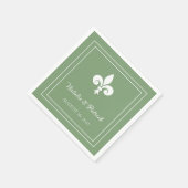 Moss Green Fleur de Lis Wedding Paper Napkins Servet (Hoek)