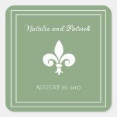Moss Green Fleur de Lis Wedding Stickers (Voorkant)