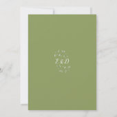 Moss Green Floral Greenery Monogram Huwelijk Kaart (Achterkant)