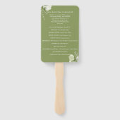 Moss Green Floral Greenery Wedding Programma Handwaaier (Achterkant)