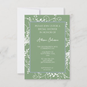 Moss Green Flourish Bridal Shower Kaart