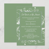 Moss Green Flourish Rehearsal Dinner Invitation Kaart (Voorkant / Achterkant)