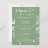 Moss Green Flourish Rehearsal Dinner Invitation Kaart (Voorkant)
