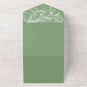 Moss Green Flourish Wedding All-in-One uitnodiging (Buitenkant)