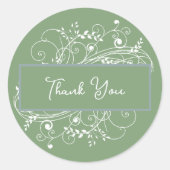 Moss Green Flourish Wedding Bedankt Stickers (Voorkant)