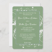 Moss Green Flourish Wedding Invitation Kaart (Voorkant)