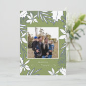 Moss Green Forever Grateful Familie Foto Kerstmis (Staand voorkant)
