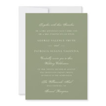 Moss Green Formal Calligraphy Elegant Wedding