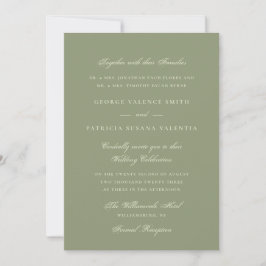 Moss Green Formal Calligraphy Elegant Wedding Kaart
