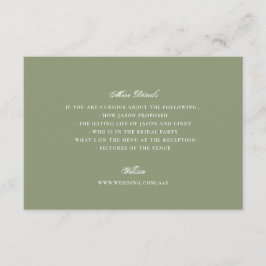 Moss Green Formal Classic Elegant Wedding Informatiekaartje