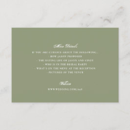 Moss Green Formal Classic Elegant Wedding Informatiekaartje