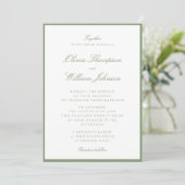 Moss Green Framed Wedding Invitation Kaart (Staand voorkant)