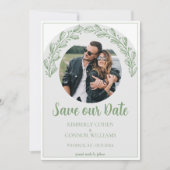 Moss Green Garland Foto Opslaan van de Datum Save The Date (Voorkant)