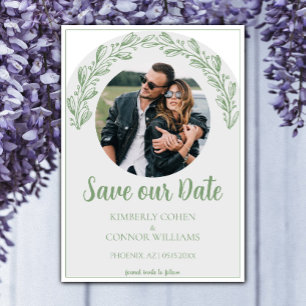 Moss Green Garland Foto Opslaan van de Datum Save The Date