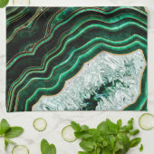 Moss Green Geode and Crystals Digital Art Theedoek (Gevouwen)