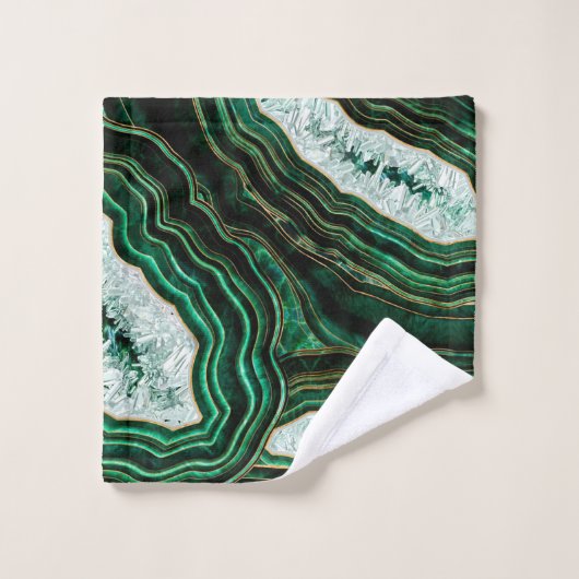 Moss Green Geode en Crystals Digital Art Bad Handdoek (Wasdoekje)