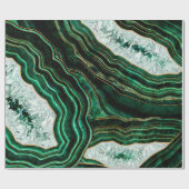 Moss Green Geode en Crystals Digital Art Cadeaupapier (Vlak)