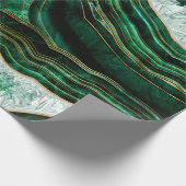 Moss Green Geode en Crystals Digital Art Cadeaupapier (Hoek)