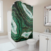 Moss Green Geode en Crystals Digital Art Douchegordijn (In situ)
