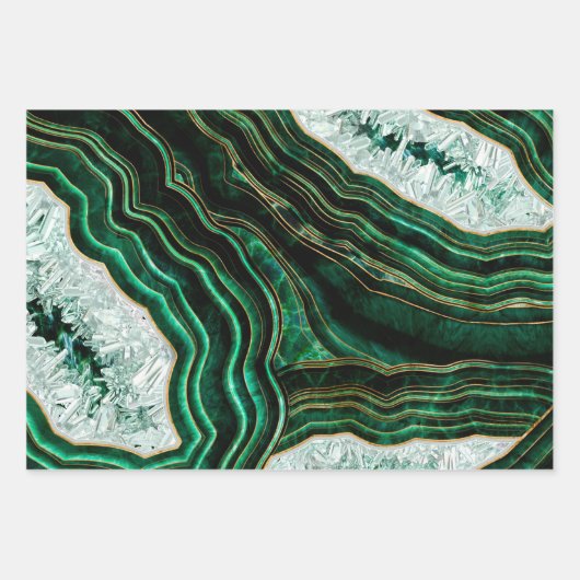 Moss Green Geode en Crystals Digital Art Inpakpapier Vel (Voorkant 2)