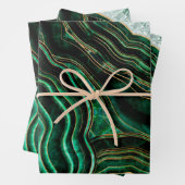 Moss Green Geode en Crystals Digital Art Inpakpapier Vel (In situ)