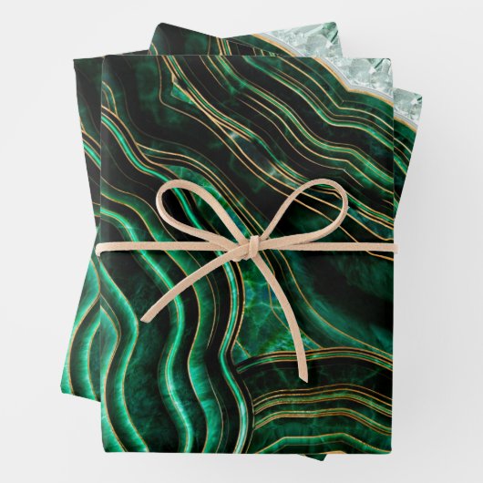 Moss Green Geode en Crystals Digital Art Inpakpapier Vel (In situ)