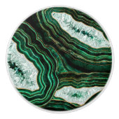 Moss Green Geode en Crystals Digital Art Keramische Knop (Voorkant)