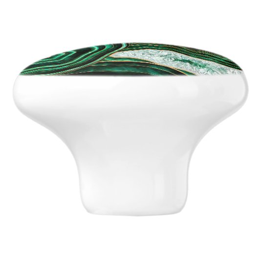 Moss Green Geode en Crystals Digital Art Keramische Knop (Zijkant)