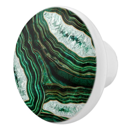 Moss Green Geode en Crystals Digital Art Keramische Knop (Rechts)