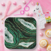 Moss Green Geode en Crystals Digital Art Papieren Bordje (Feest)