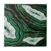 Moss Green Geode en Crystals Digital Art Tegeltje (Voorkant)