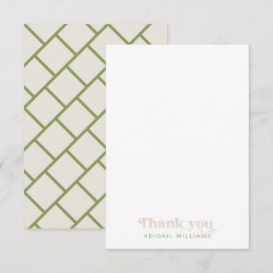 Moss Green Geometrisch Baby shower Blank Dank u Bedankkaart