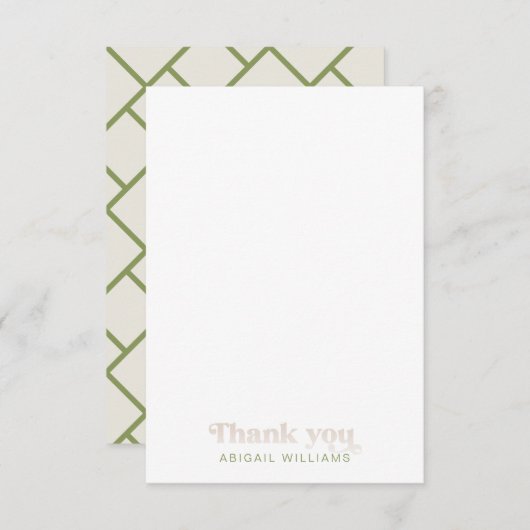 Moss Green Geometrisch Baby shower Blank Dank u Bedankkaart (Voorkant / Achterkant)