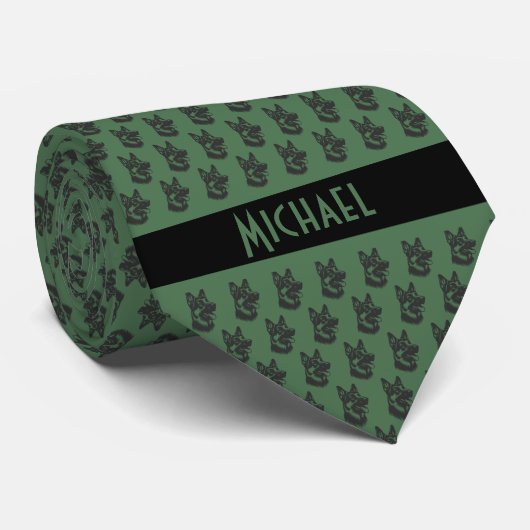 Moss Green German Shepherd Stropdas (Opgerold)