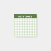 Moss Green Gingham Varsity Letters Naam Post-it® Notes (Voorkant)