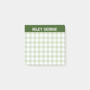 Moss Green Gingham Varsity Letters Naam Post-it® Notes