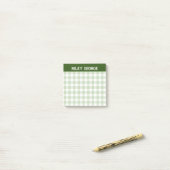 Moss Green Gingham Varsity Letters Naam Post-it® Notes (Op bureau)
