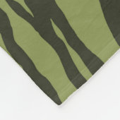 Moss Green Glamorous Tiger Stripes Animal Print Fleece Deken (Hoek)