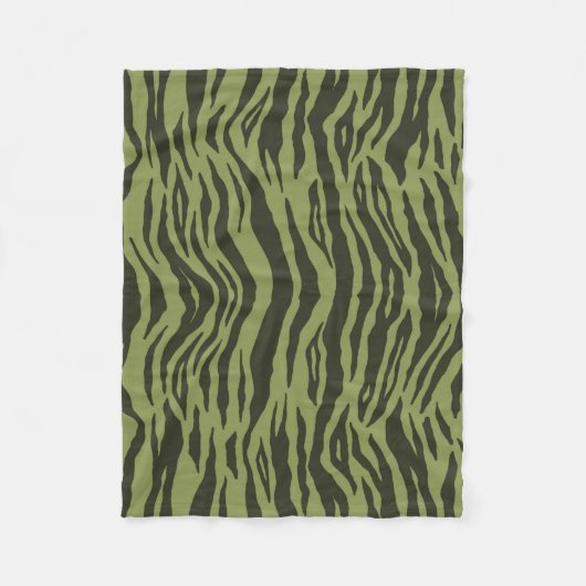 Moss Green Glamorous Tiger Stripes Animal Print Fleece Deken (Voorkant)