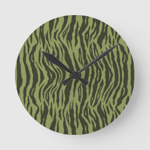 Moss Green Glamorous Tiger Stripes Animal Print Ronde Klok