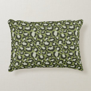 Moss Green Glamoureus Leopard Spots Animal Print Accent Kussen