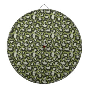 Moss Green Glamoureus Leopard Spots Animal Print Dartbord