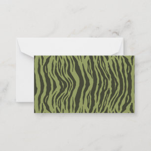 Moss Green Glamoureuze Tiger Stripes Animal Print Notitiekaartje