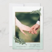 Moss Green Gold Waterverf Succulent Lijst Wedding Save The Date (Achterkant)