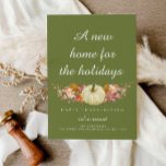 Moss Green Happy Thanksgiving aangekondigd Briefkaart<br><div class="desc">Moss groene herfst Thanksgiving bewegende aankondigingskaart,  Aankondig uw nieuwe huis aan familie en vrienden met deze herfst laat de herfst bloemenvrolijke dankkaart achter.</div>