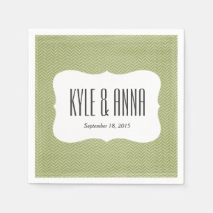 Moss Green Herringbone Chevron Print Servet