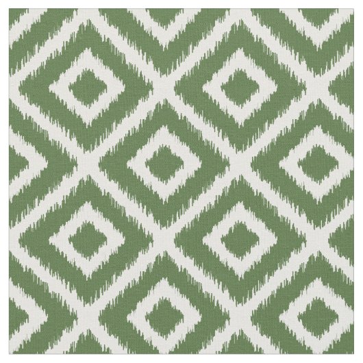 Moss Green Ikat Diamonds Stof (Close Up)
